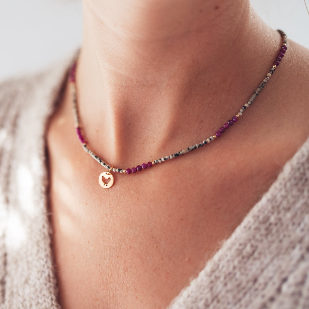 Naszyjnik Śliwki pod Kruszonką z wybraną pozłacaną zawieszką