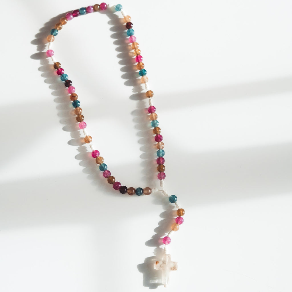 Różaniec z kolorowego turmalinu (drobny)