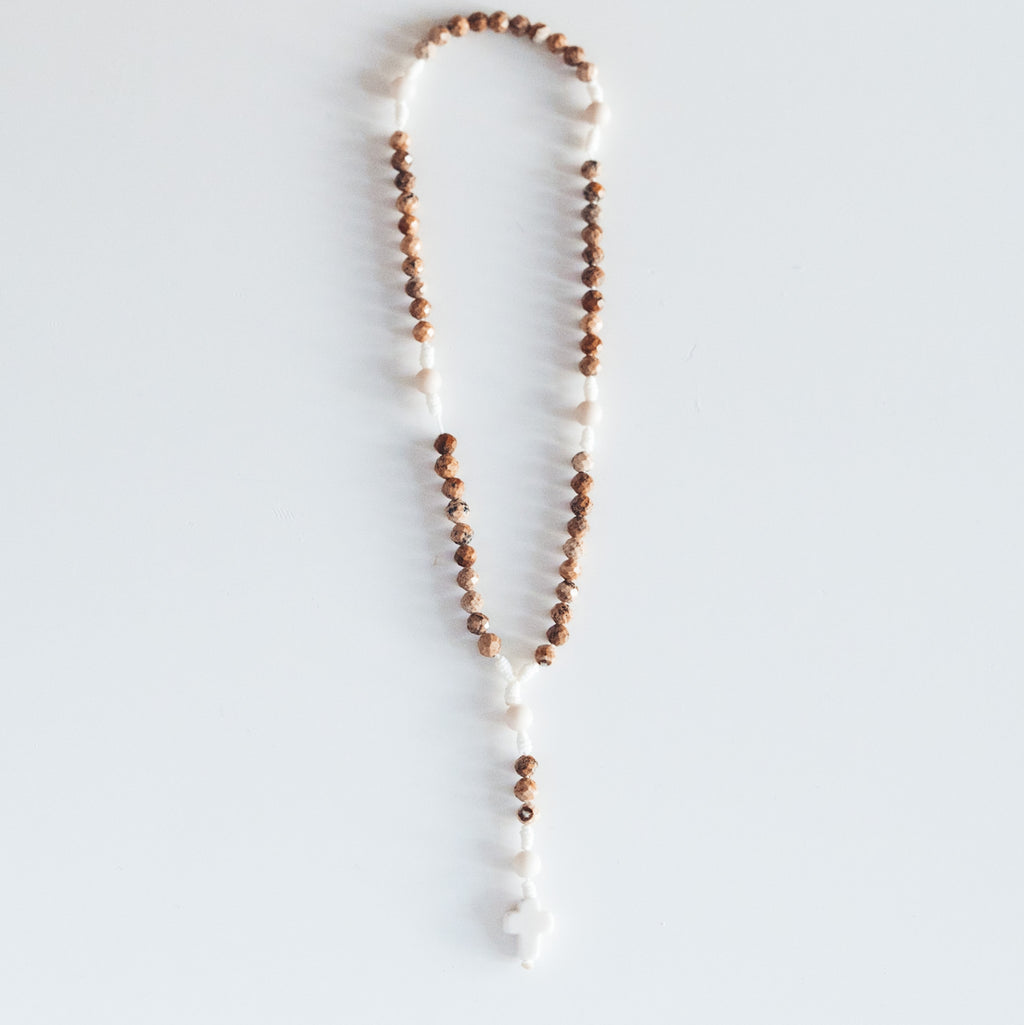 Różaniec z jaspisu obrazkowego (drobny)