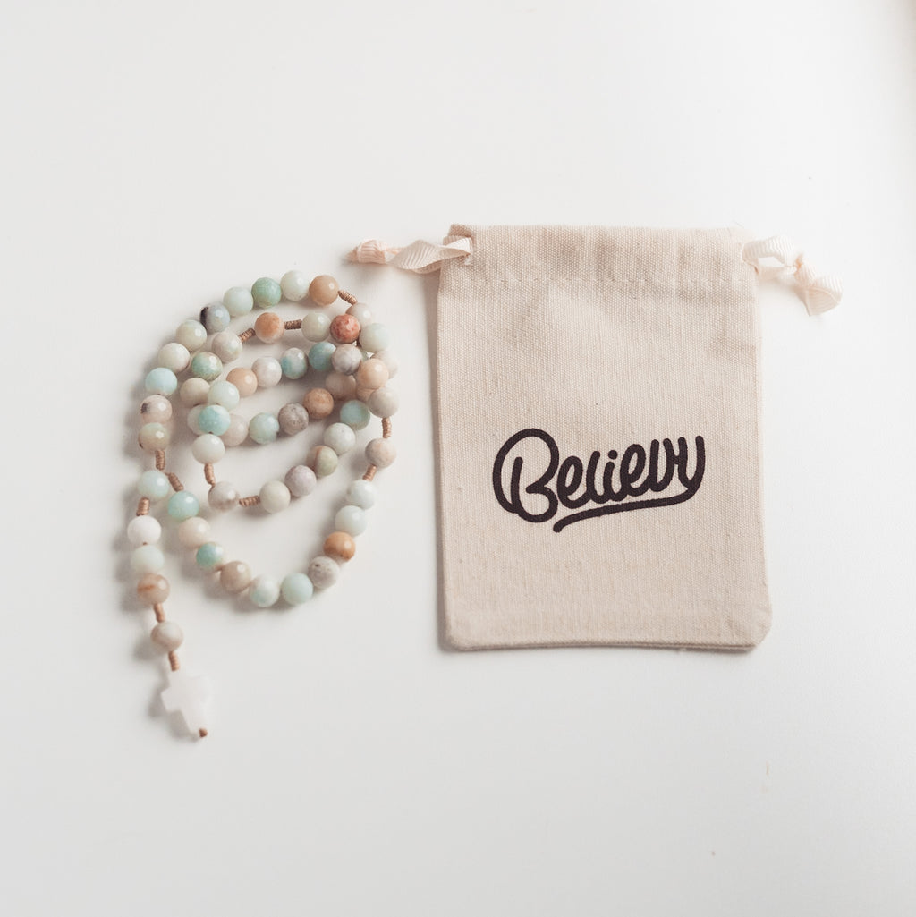 Różaniec z amazonitu (duży)