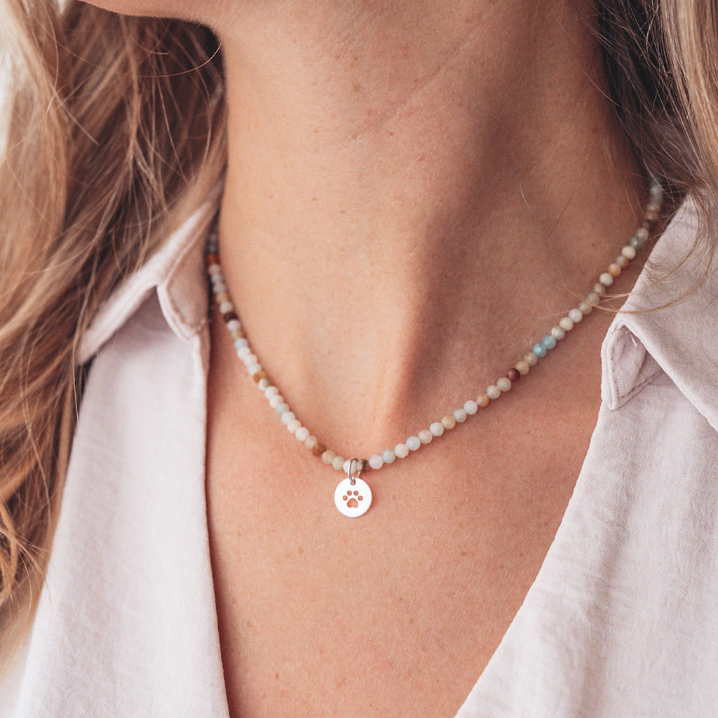 Naszyjnik z amazonitu (drobny) z wybraną srebrną zawieszką