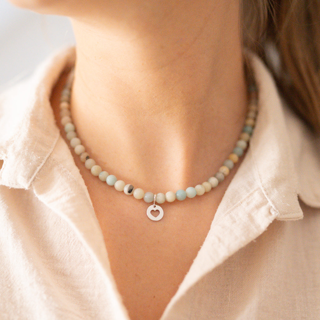 Naszyjnik Szept Oceanu (duży) z amazonitu, z wybraną srebrną zawieszką