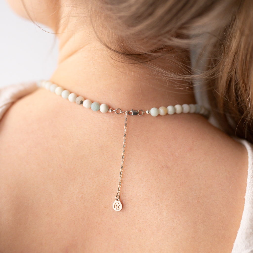 Naszyjnik Szept Oceanu (duży) z amazonitu, z wybraną srebrną zawieszką