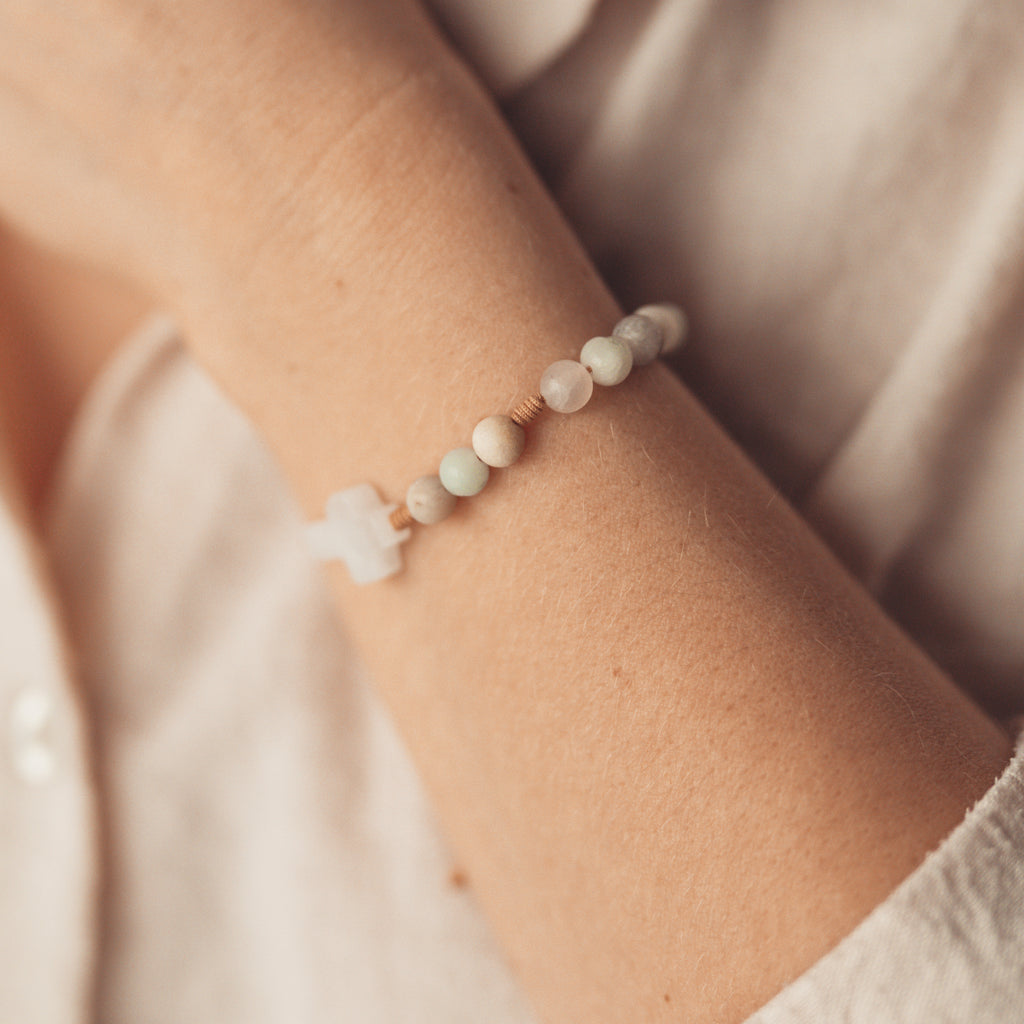 Różaniec na rękę z amazonitu