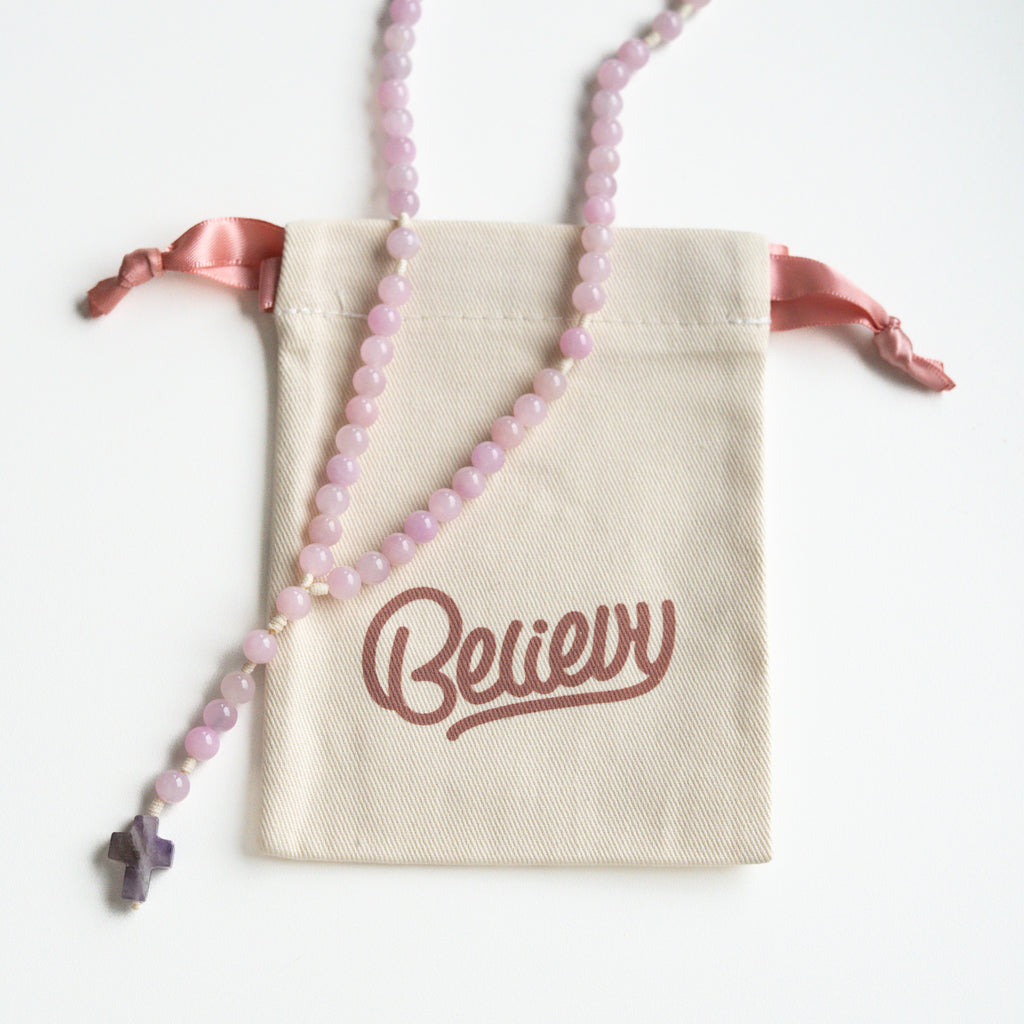 Różaniec z angelitu (średni)