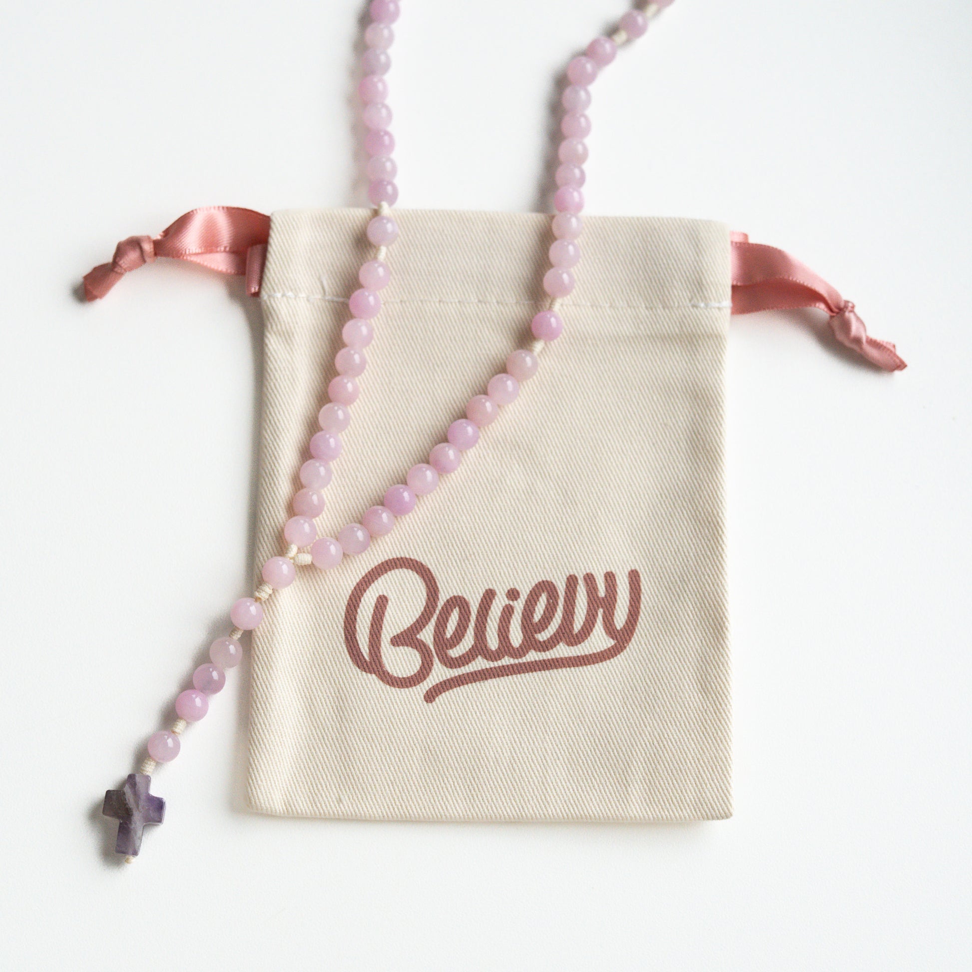 Różaniec z angelitu (średni)