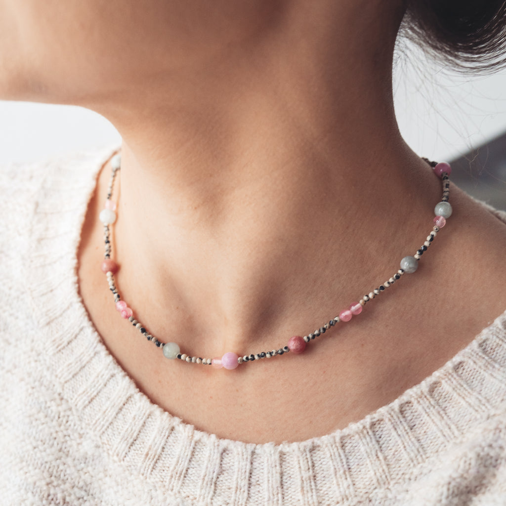 Naszyjnik Bańki Mydlane z jaspisu i jadeitu