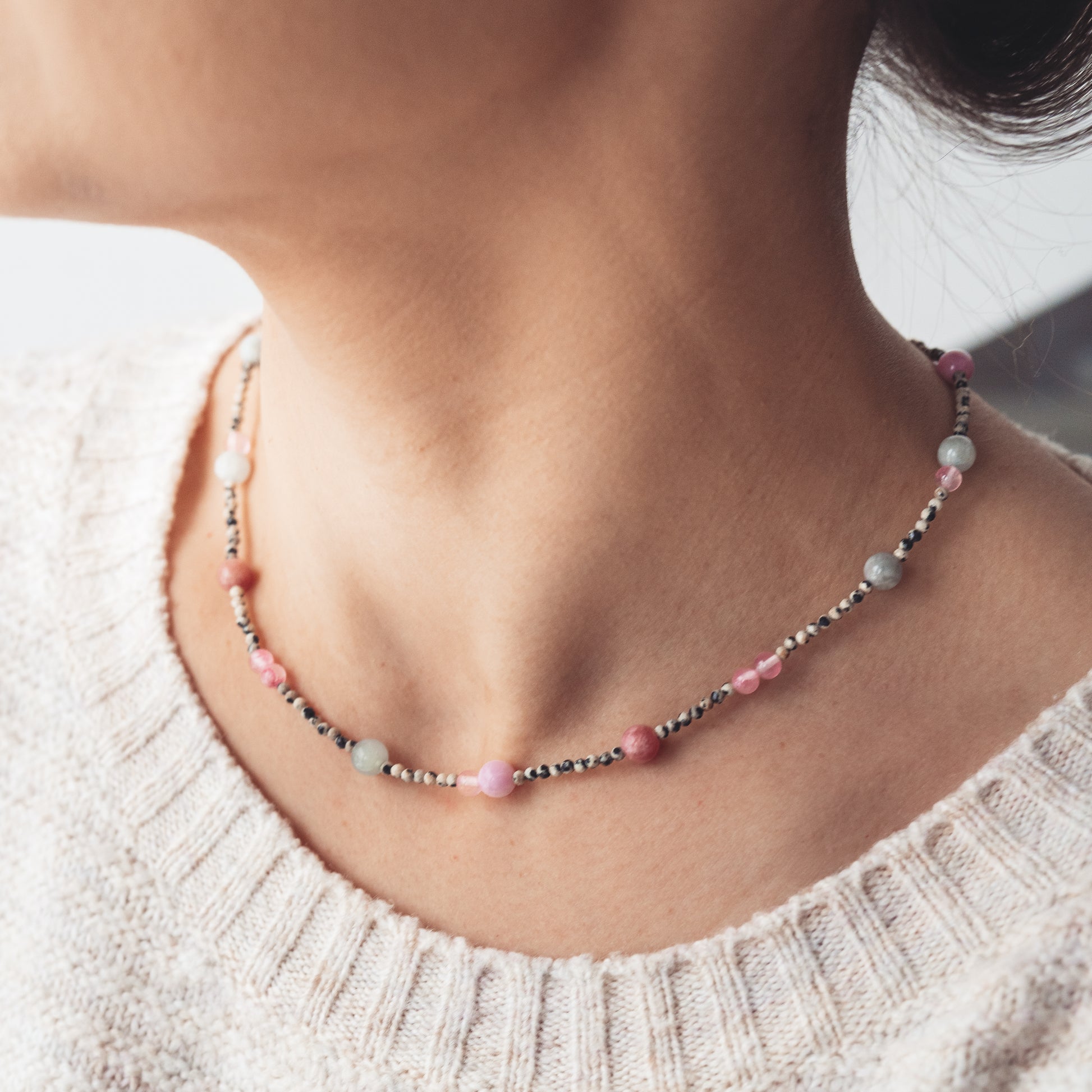 Naszyjnik Bańki Mydlane z jaspisu i jadeitu