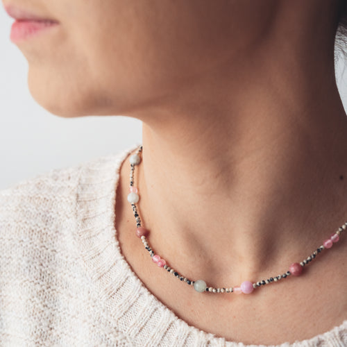 Naszyjnik Bańki Mydlane z jaspisu i jadeitu