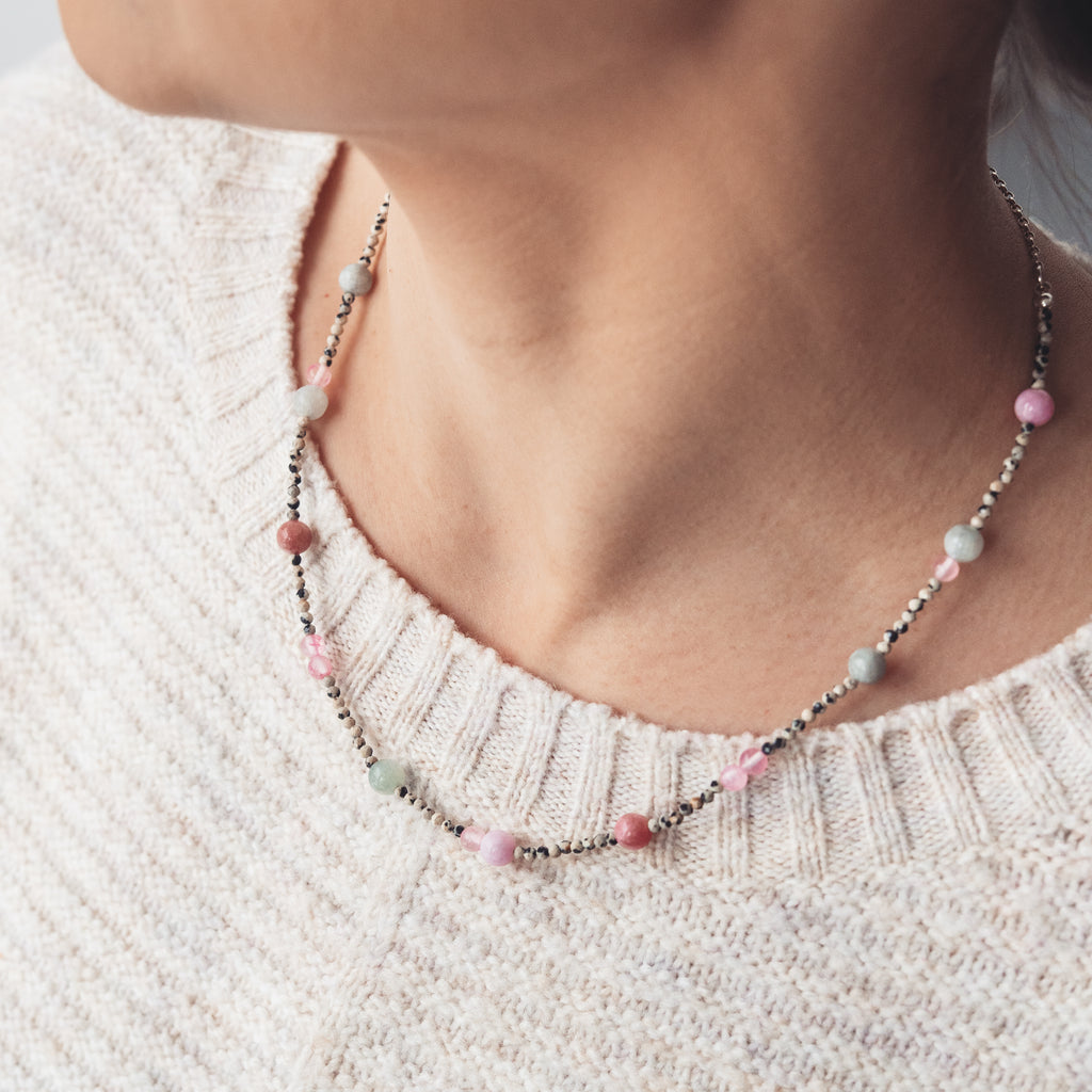 Naszyjnik Bańki Mydlane z jaspisu i jadeitu