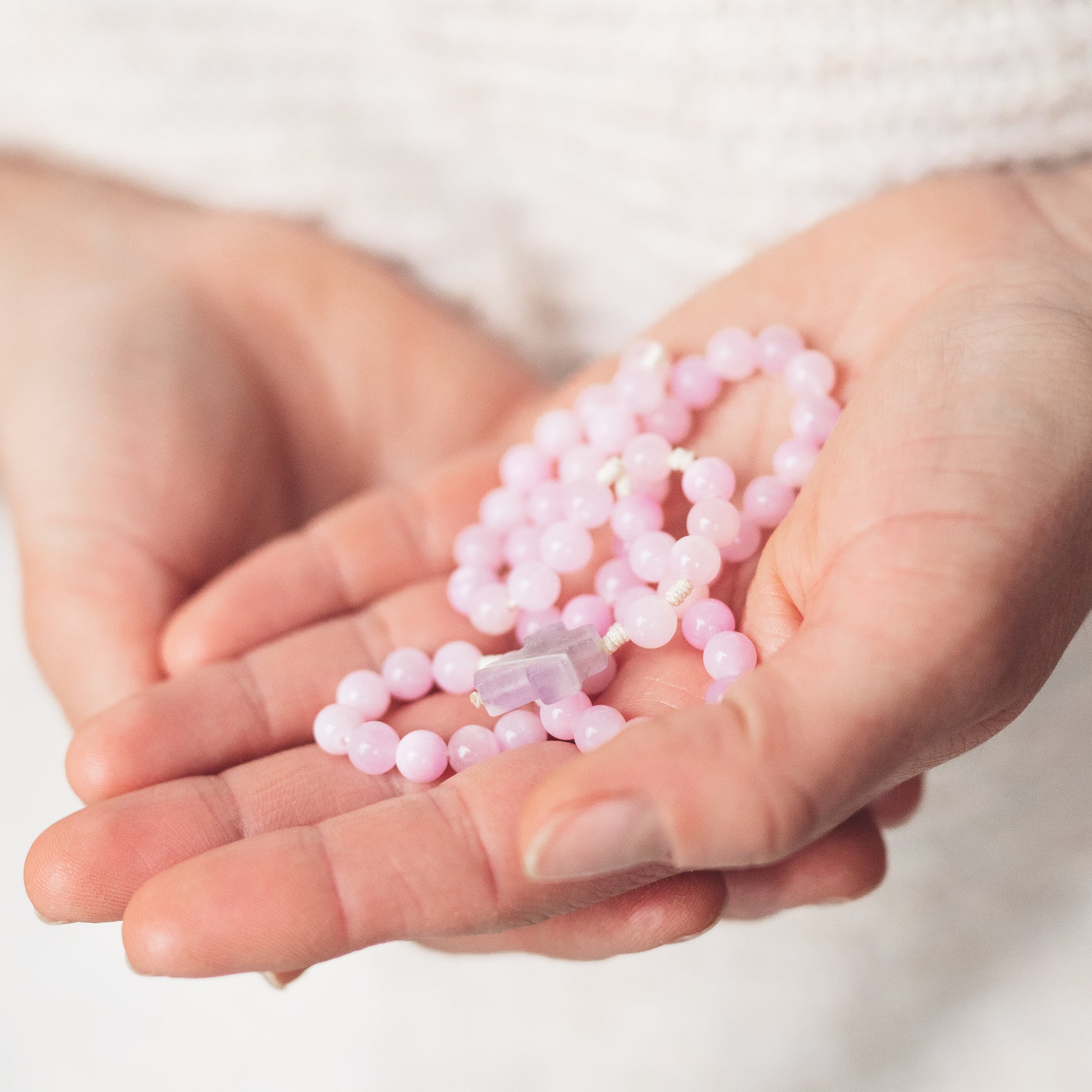 Różaniec z angelitu (średni)