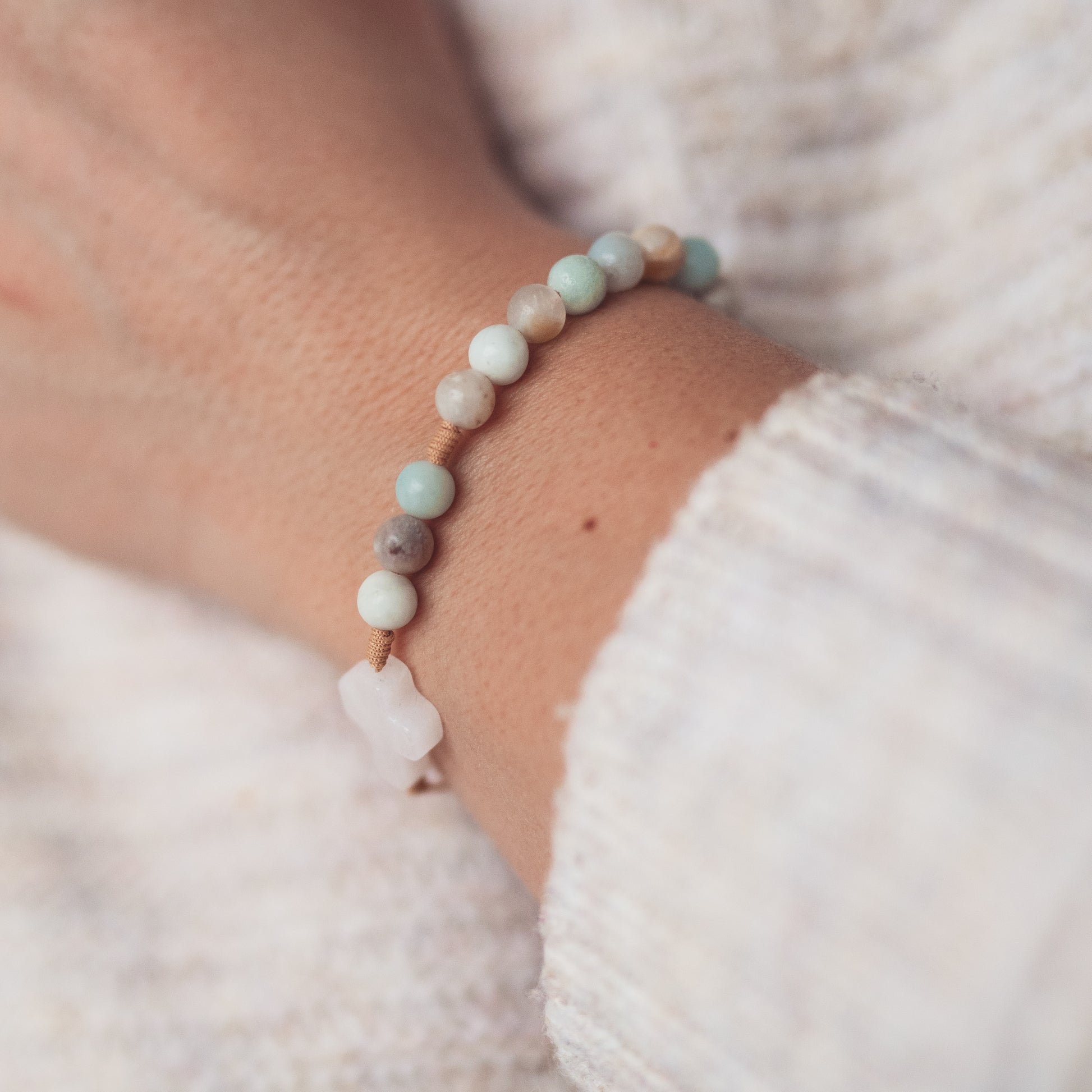 Różaniec na rękę z amazonitu