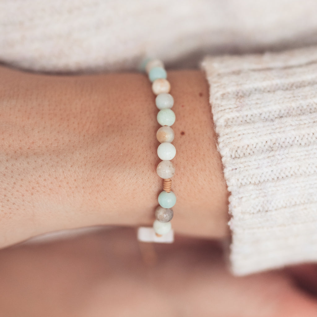 różaniec na rękę z amazonitu, dziesiątka różańca