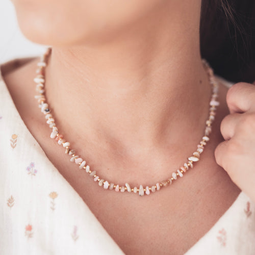 Naszyjnik z kamieni naturalnych, naszyjnik z opalu, celebrytka, biżuteria na prezent