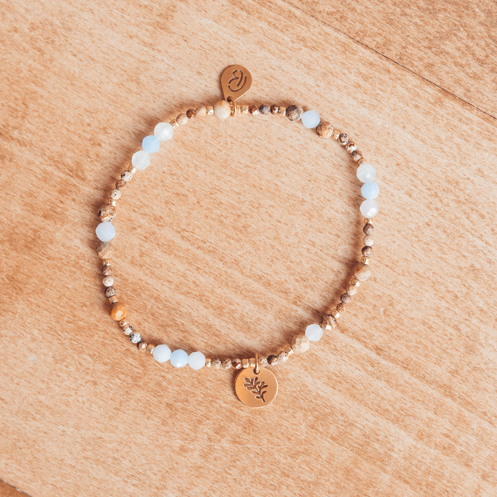 Bransoletka Bałtyk z jaspisu i akwamarynu