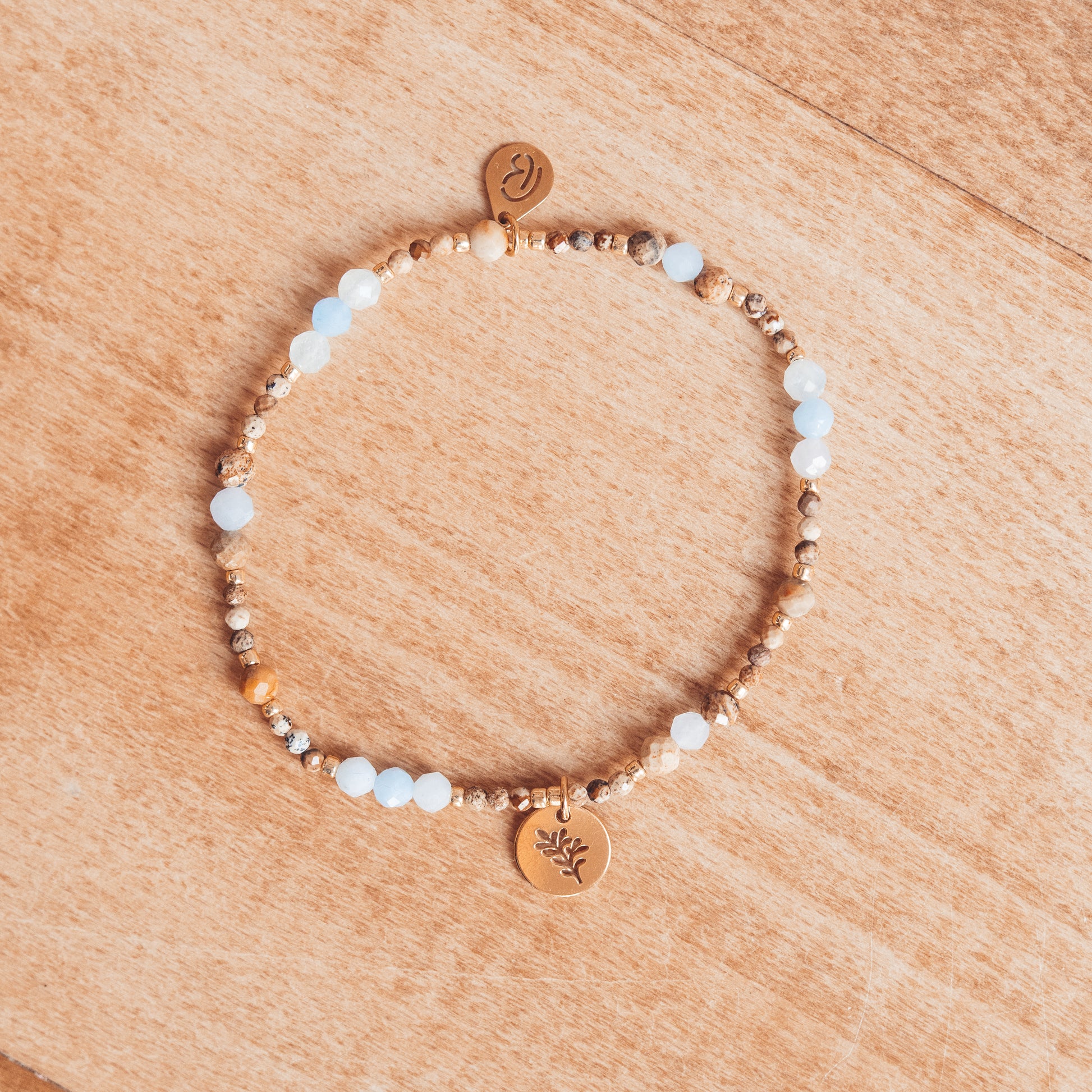 Bransoletka Bałtyk z jaspisu i akwamarynu