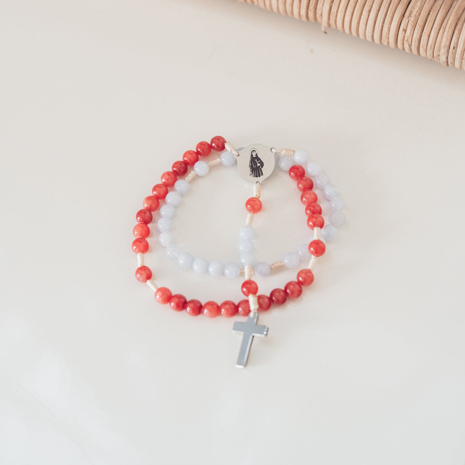Różaniec Koronka do Bożego Miłosierdzia, Jezu Ufam Tobie, różaniec z kamieni naturalnych