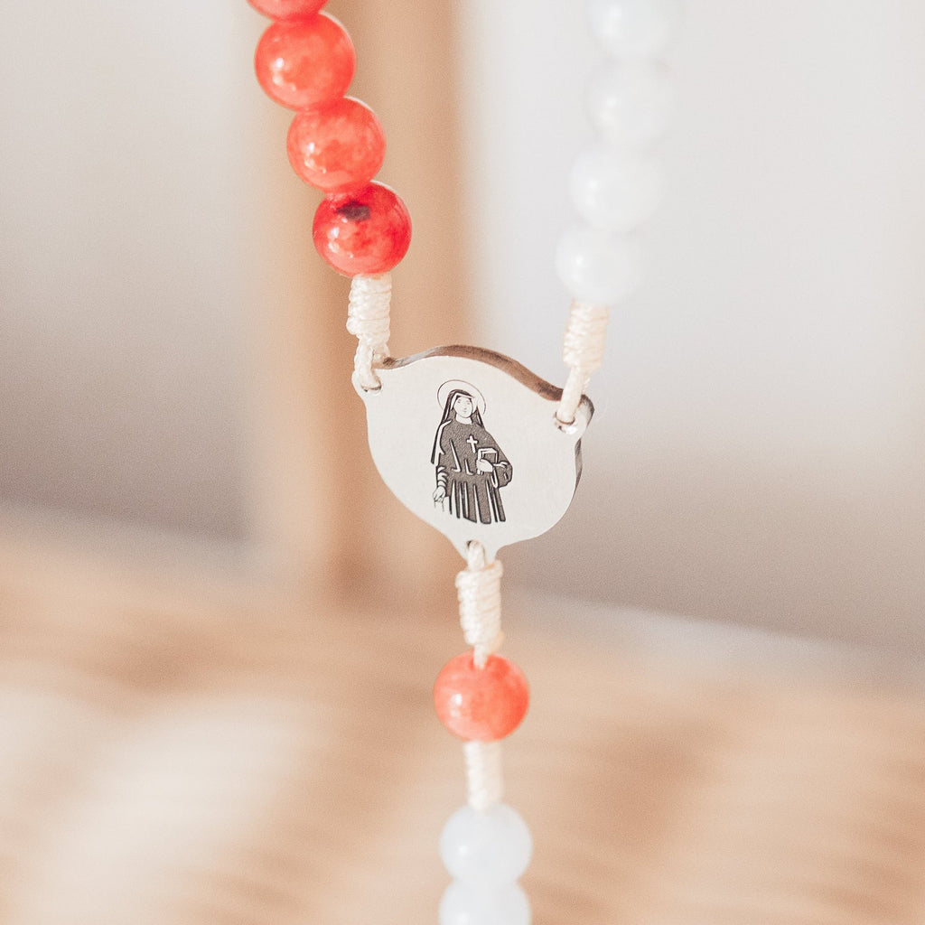 Różaniec Koronka do Bożego Miłosierdzia, Jezu Ufam Tobie, różaniec z kamieni naturalnych