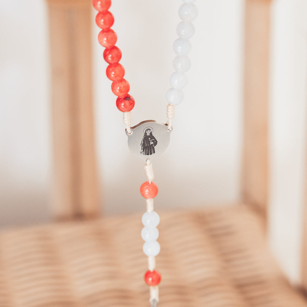 Różaniec Koronka do Bożego Miłosierdzia, Jezu Ufam Tobie, różaniec z kamieni naturalnych