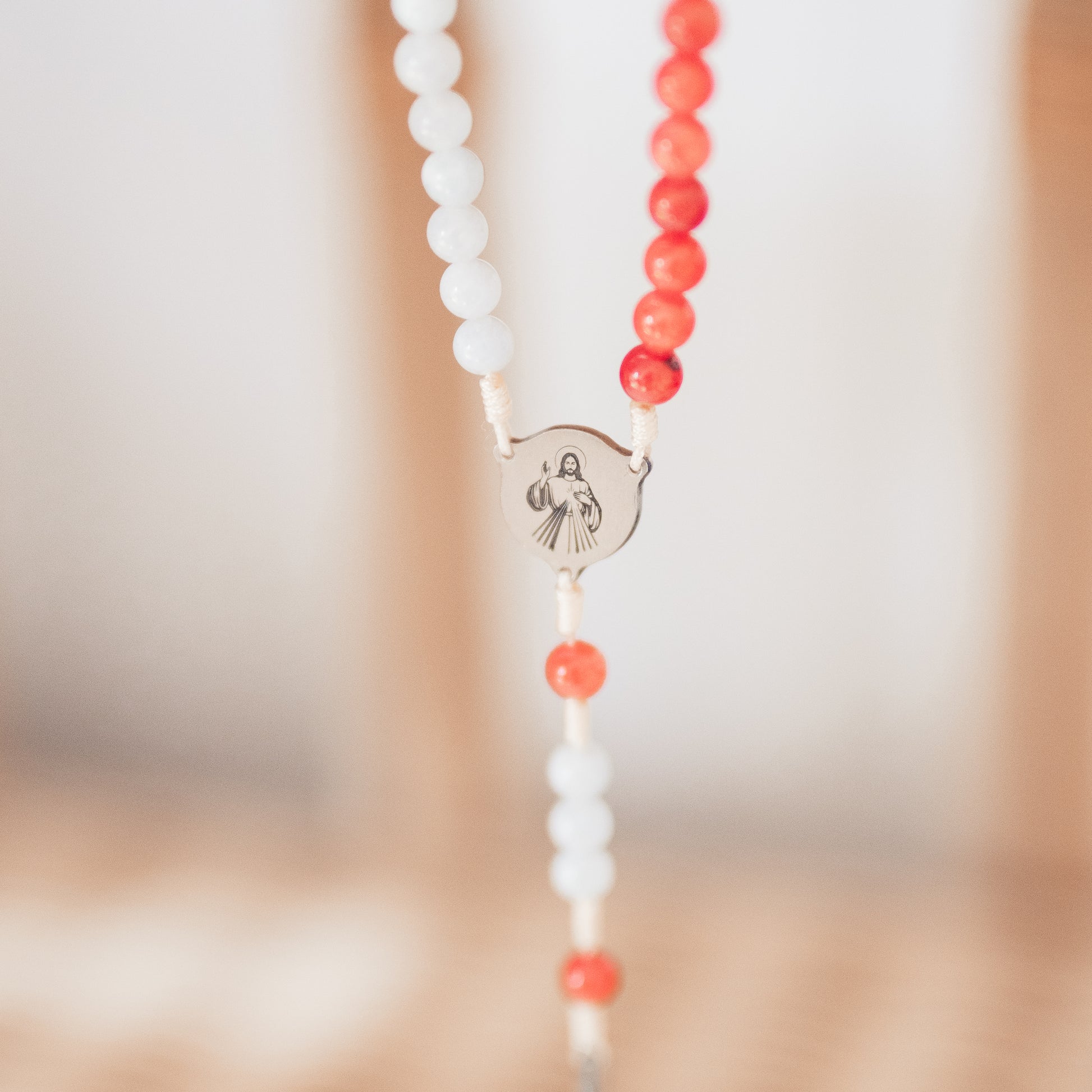 Różaniec Koronka do Bożego Miłosierdzia, Jezu Ufam Tobie, różaniec z kamieni naturalnych