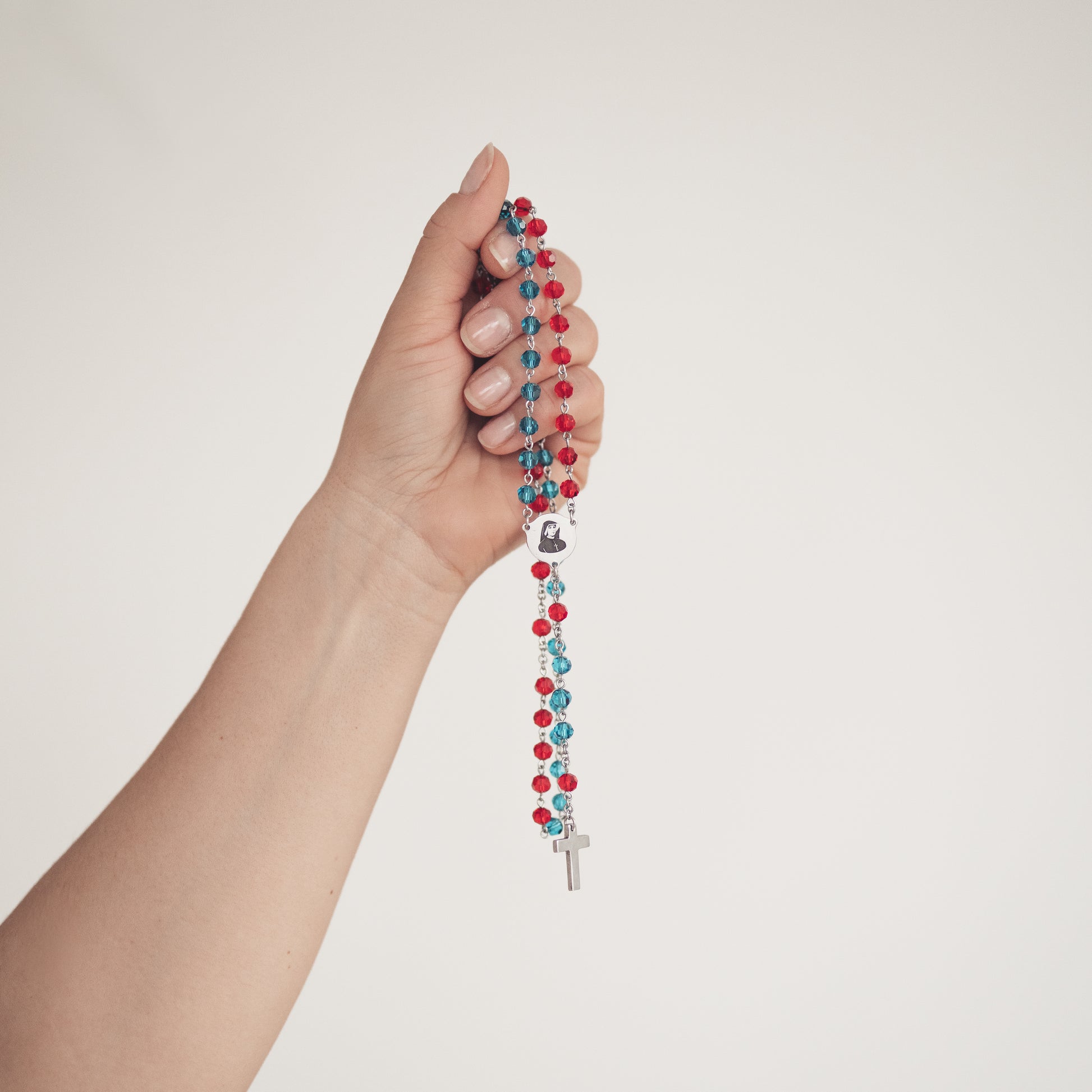 Różaniec Jezu Ufam Tobie - Koronka do Bożego Miłosierdzia (szklane koraliki)