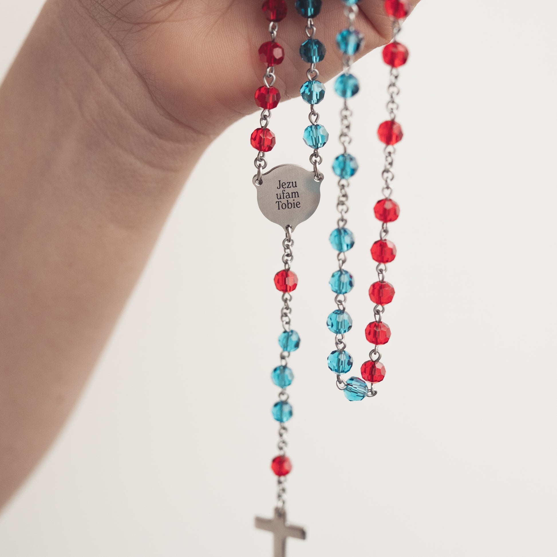 Różaniec Jezu Ufam Tobie - Koronka do Bożego Miłosierdzia (szklane koraliki)