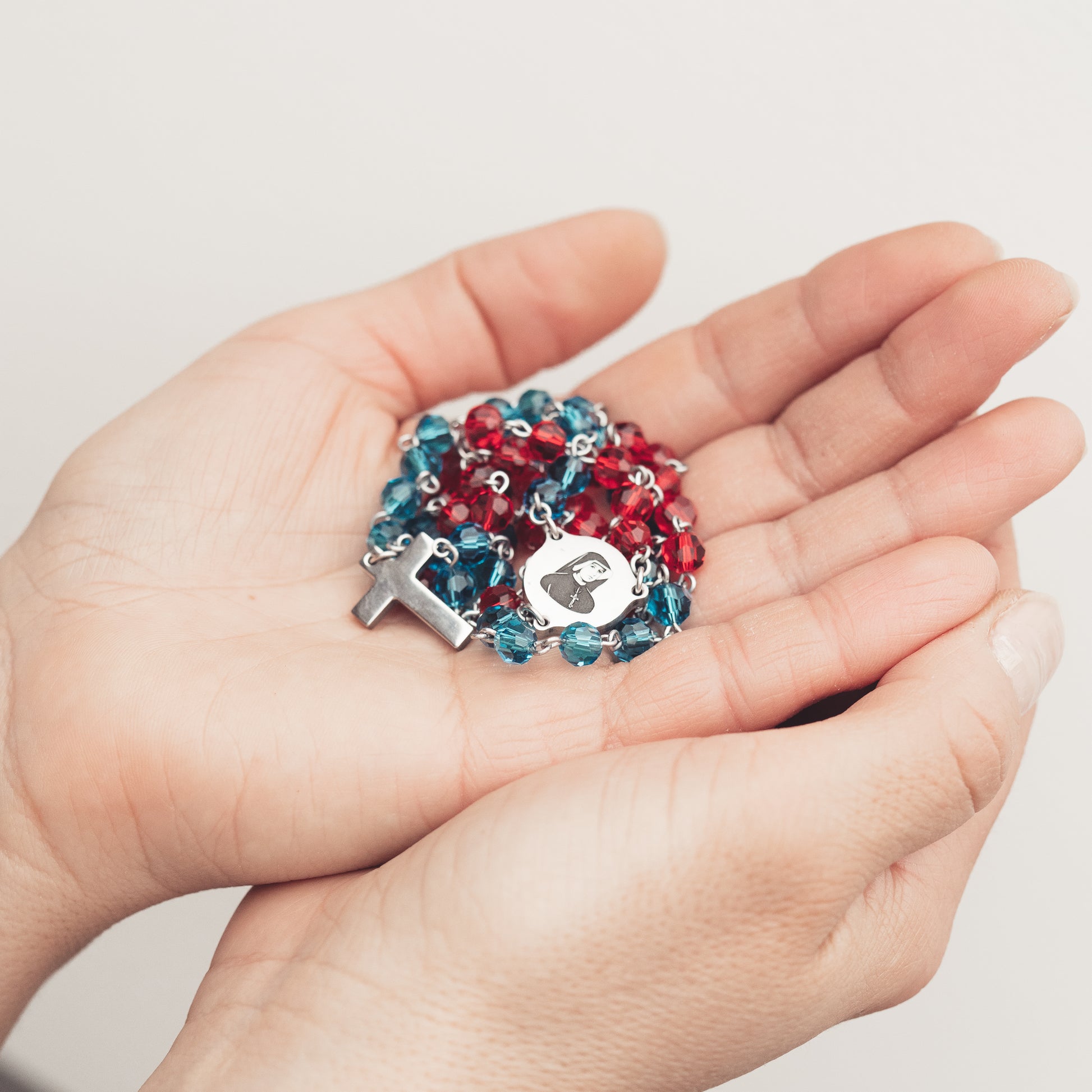 Różaniec Jezu Ufam Tobie - Koronka do Bożego Miłosierdzia (szklane koraliki)