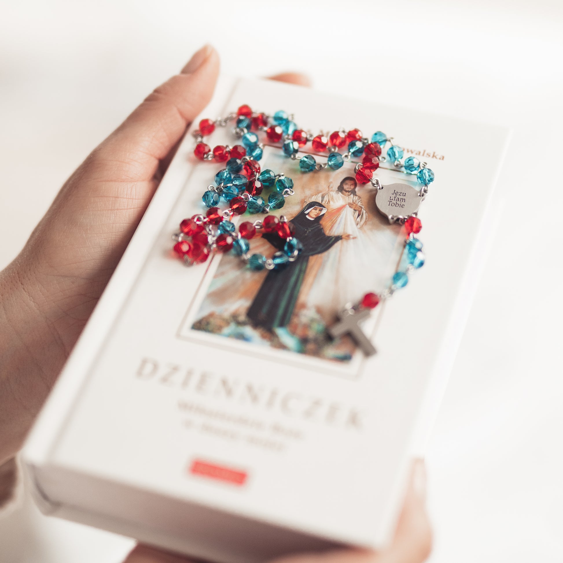 Różaniec Jezu Ufam Tobie - Koronka do Bożego Miłosierdzia (szklane koraliki)