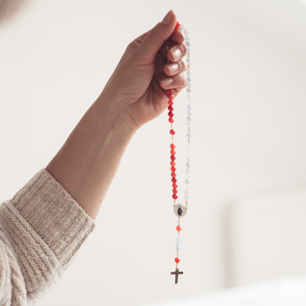 Różaniec Koronka do Bożego Miłosierdzia, Jezu Ufam Tobie, różaniec z kamieni naturalnych