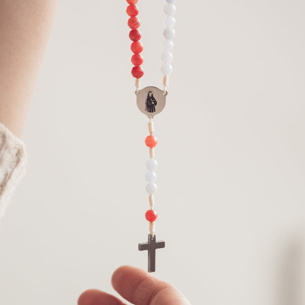 Różaniec Koronka do Bożego Miłosierdzia, Jezu Ufam Tobie, różaniec z kamieni naturalnych