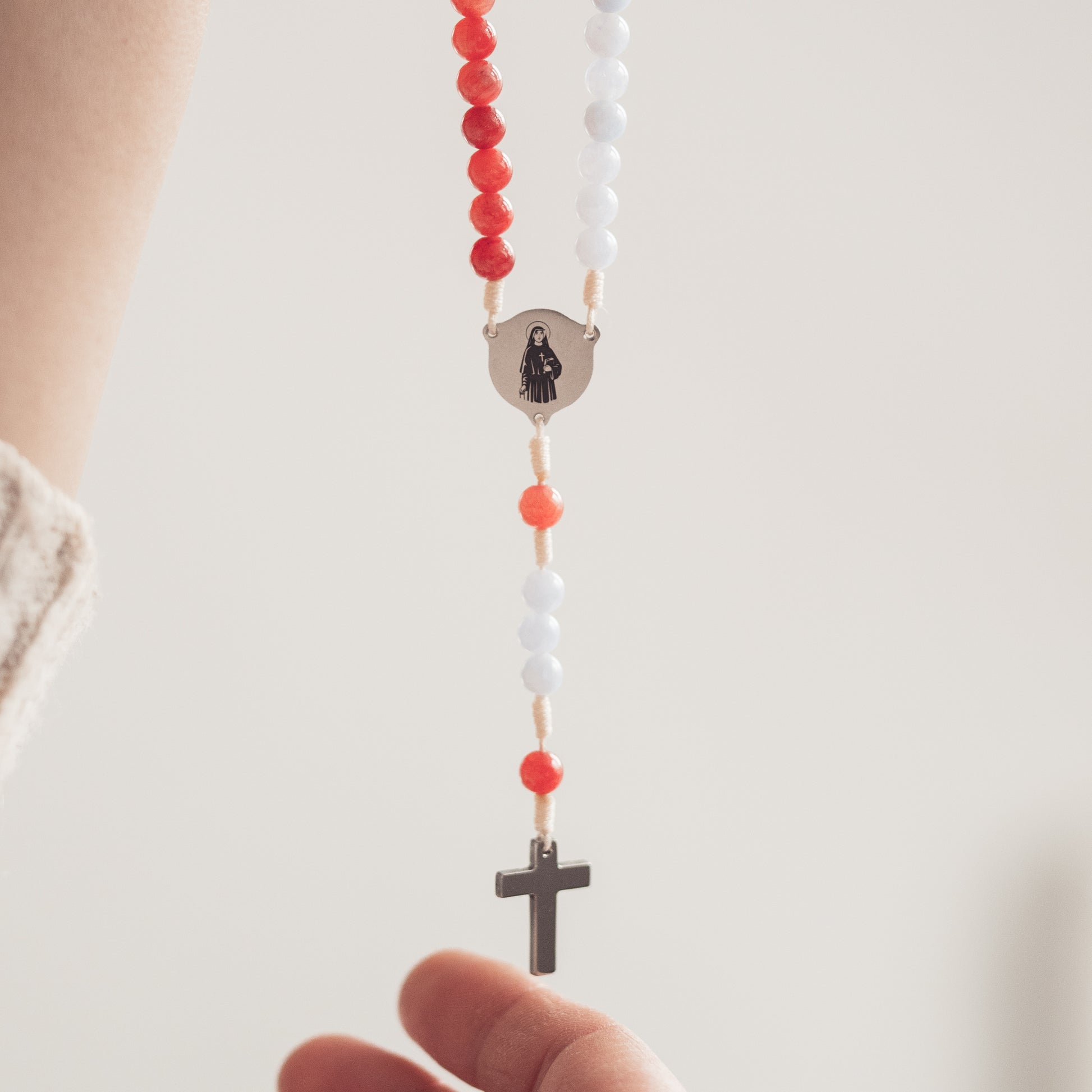 Różaniec Koronka do Bożego Miłosierdzia, Jezu Ufam Tobie, różaniec z kamieni naturalnych