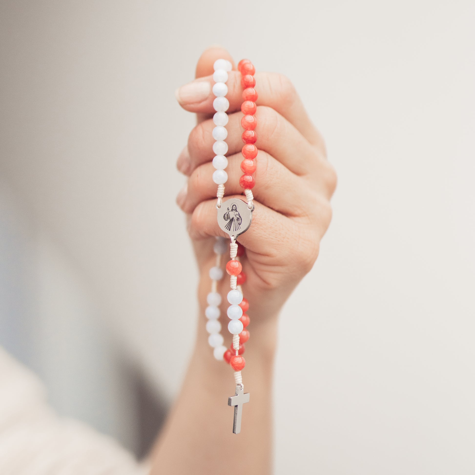 Różaniec Koronka do Bożego Miłosierdzia, Jezu Ufam Tobie, różaniec z kamieni naturalnych