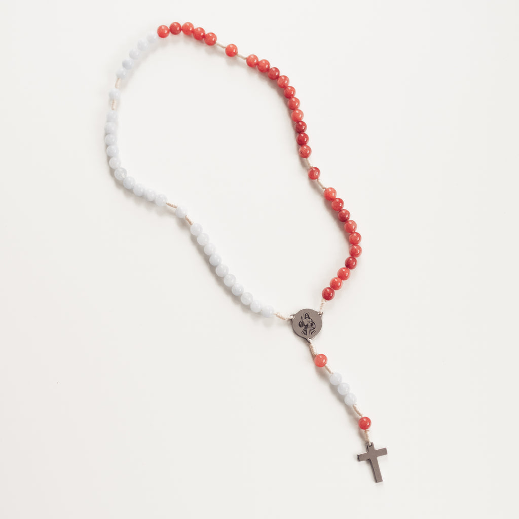 Różaniec Koronka do Bożego Miłosierdzia, Jezu Ufam Tobie, różaniec z kamieni naturalnych