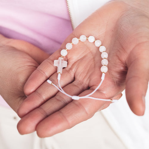 Różaniec na rękę z kamienia księżycowego