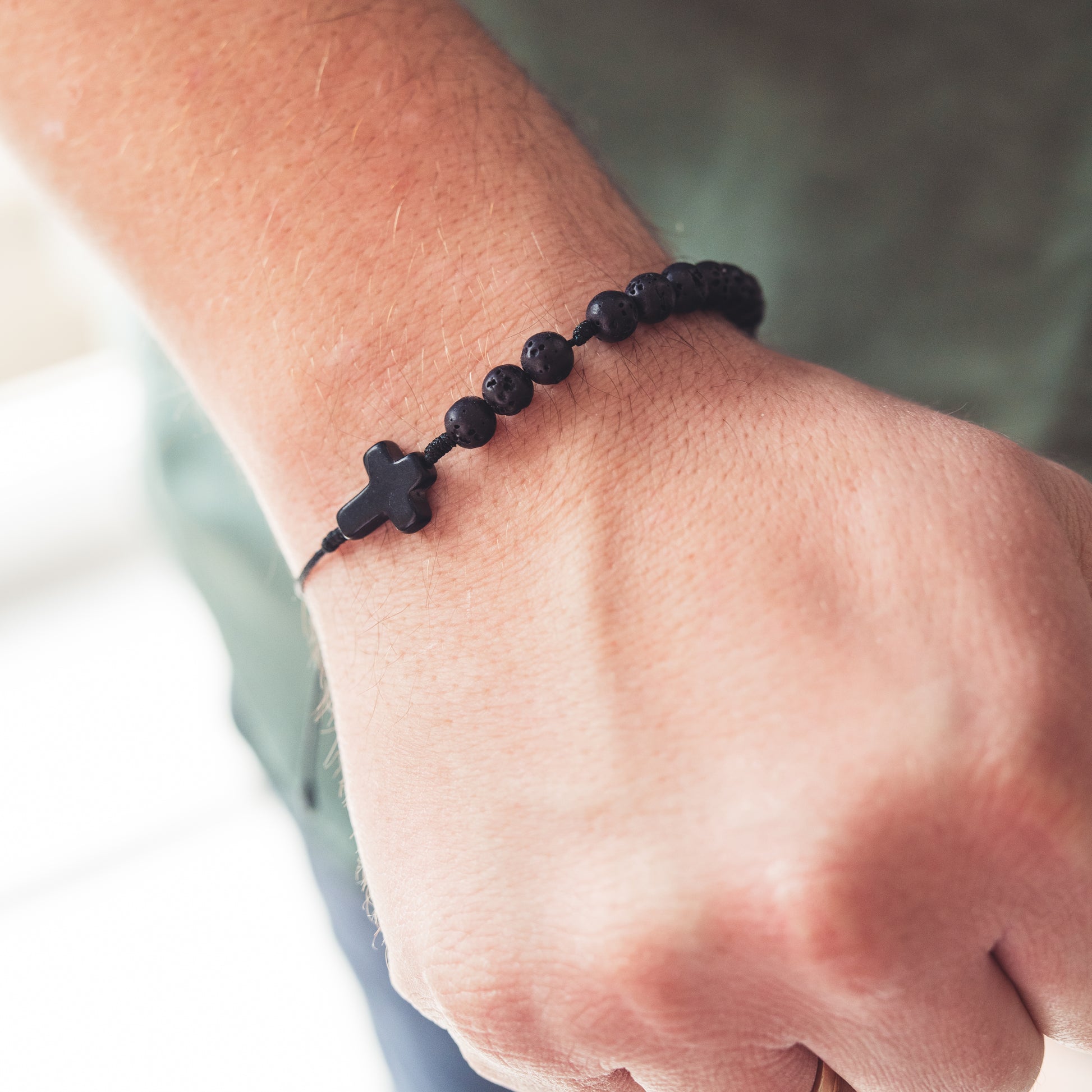 Różaniec na rękę z lawy wulkanicznej