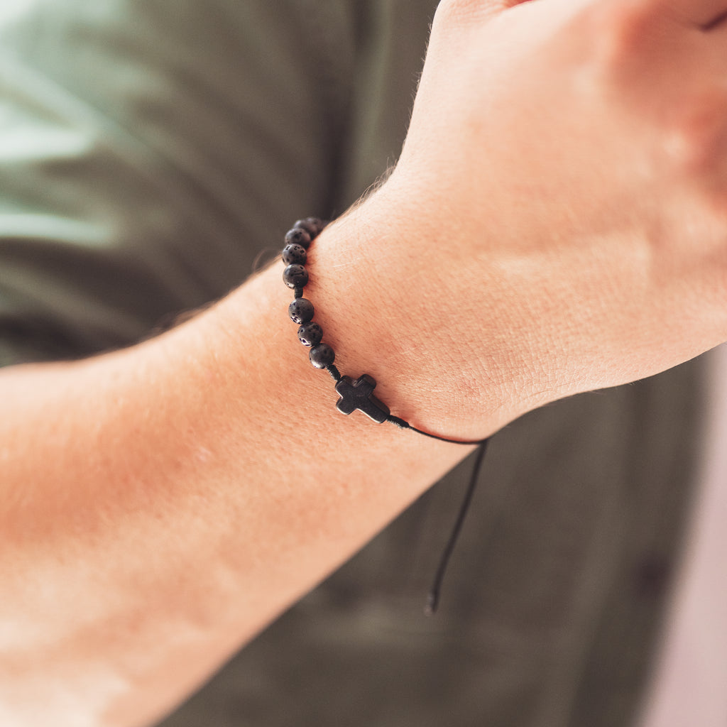 Różaniec na rękę z lawy wulkanicznej