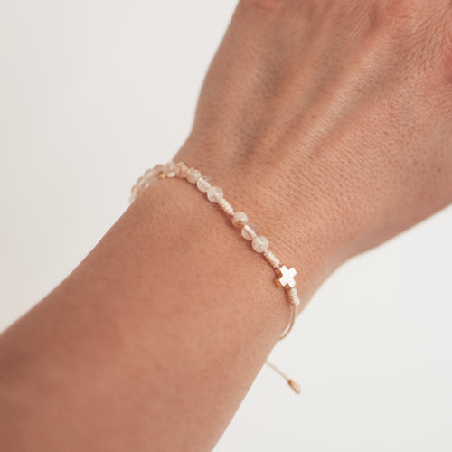 różaniec z kamieni naturalnych, różaniec z chalcedonu, dziesiątka różańca, prezent