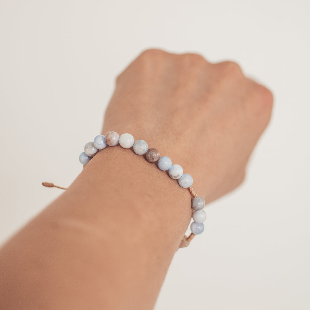 Różaniec na rękę z błękitnego jadeitu perskiego