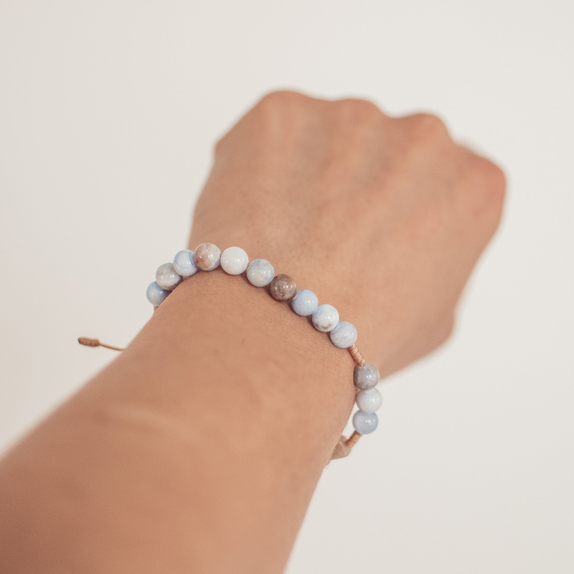 Różaniec na rękę z błękitnego jadeitu perskiego