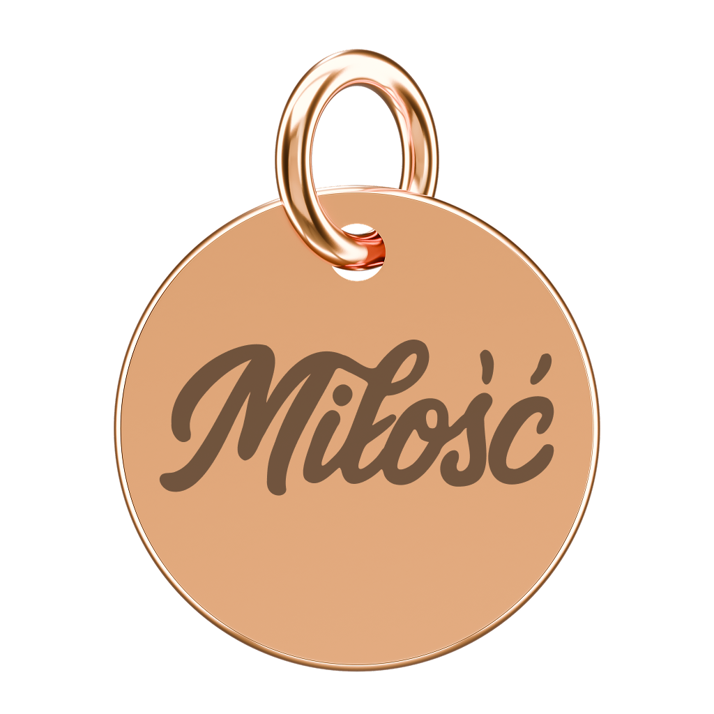 Pozłacana zawieszka do naszyjnika z napisem Miłość