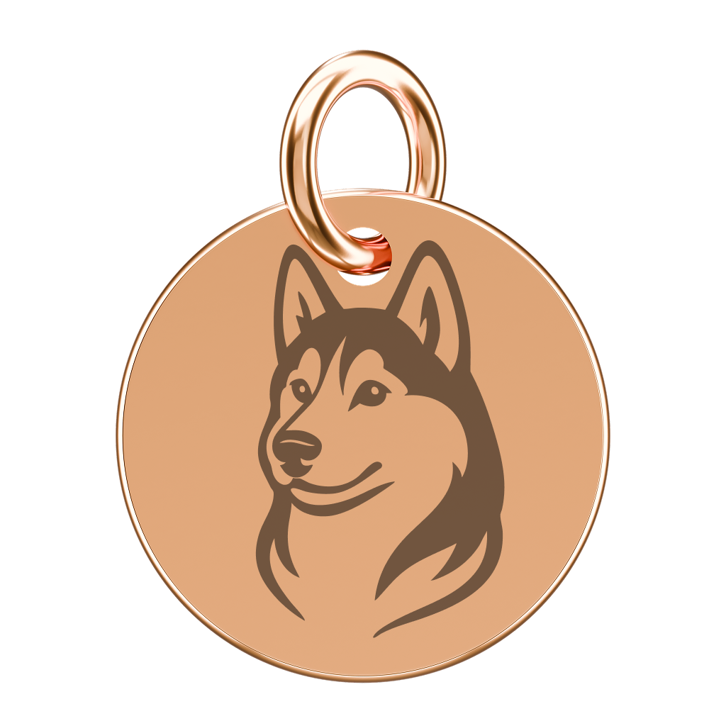 Pozłacana zawieszka do naszyjnika z husky (grawer)
