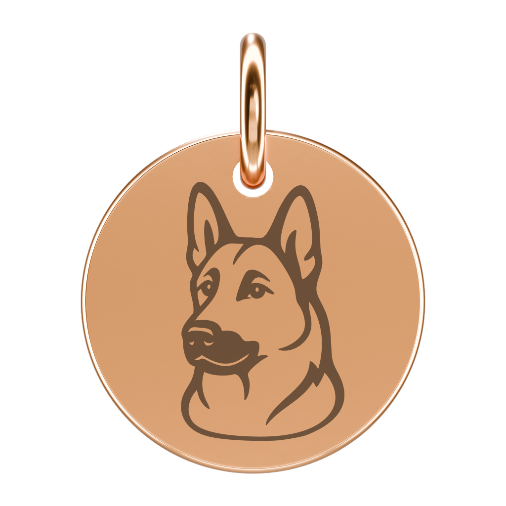 Pozłacana zawieszka z owczarkiem niemieckim (grawer)