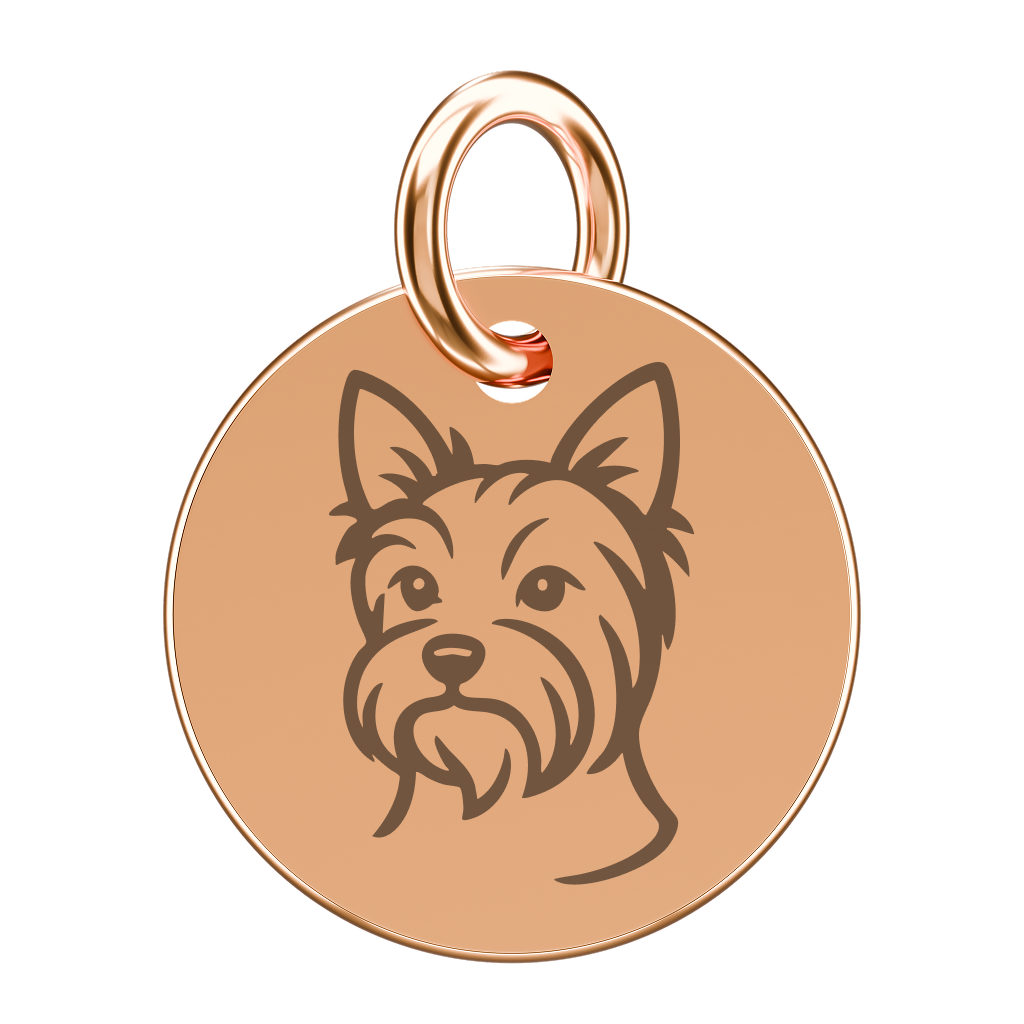 Pozłacana zawieszka do naszyjnika z yorkiem (Yorkshire terrier, grawer)