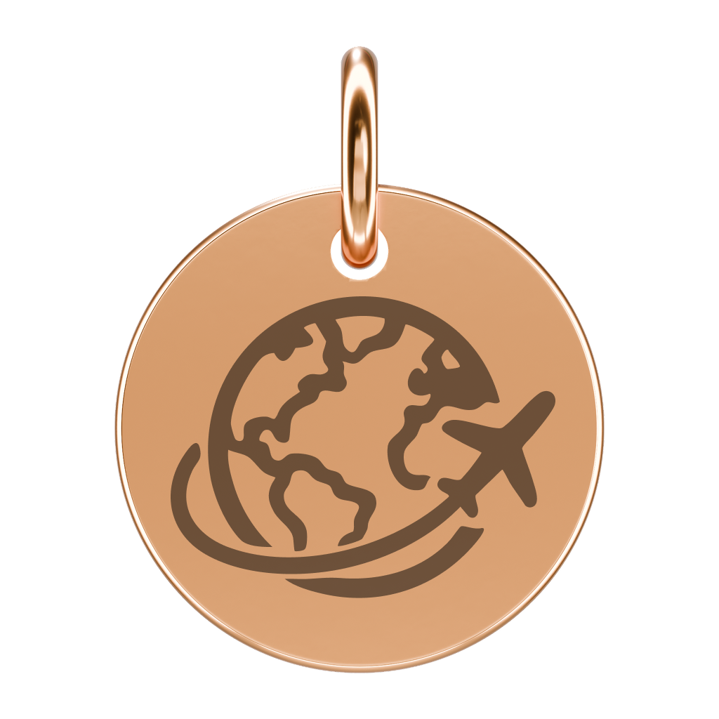 Pozłacana zawieszka z motywem podróży (grawer)