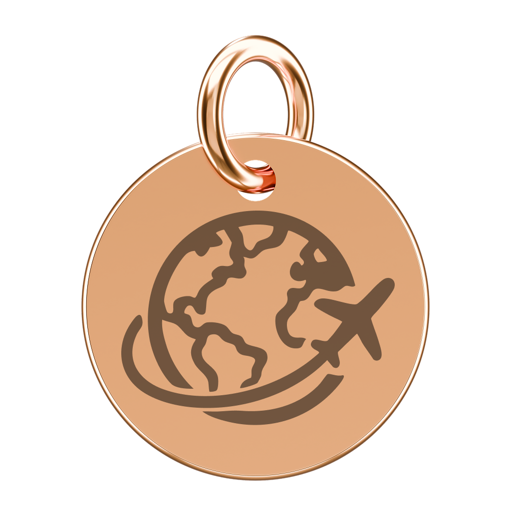 Pozłacana zawieszka do naszyjnika z motywem podróży
