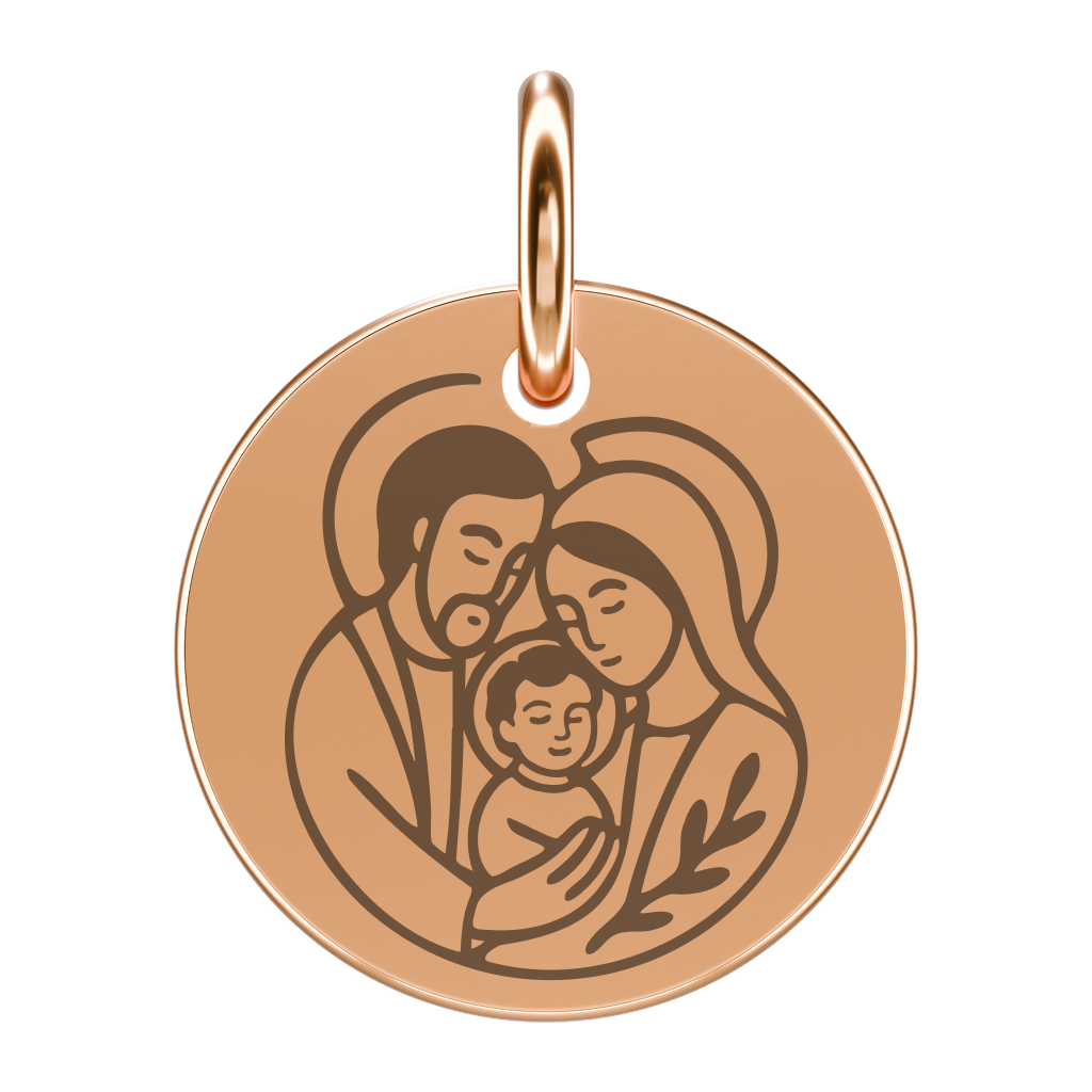 Pozłacana zawieszka ze Świętą Rodziną (grawer)