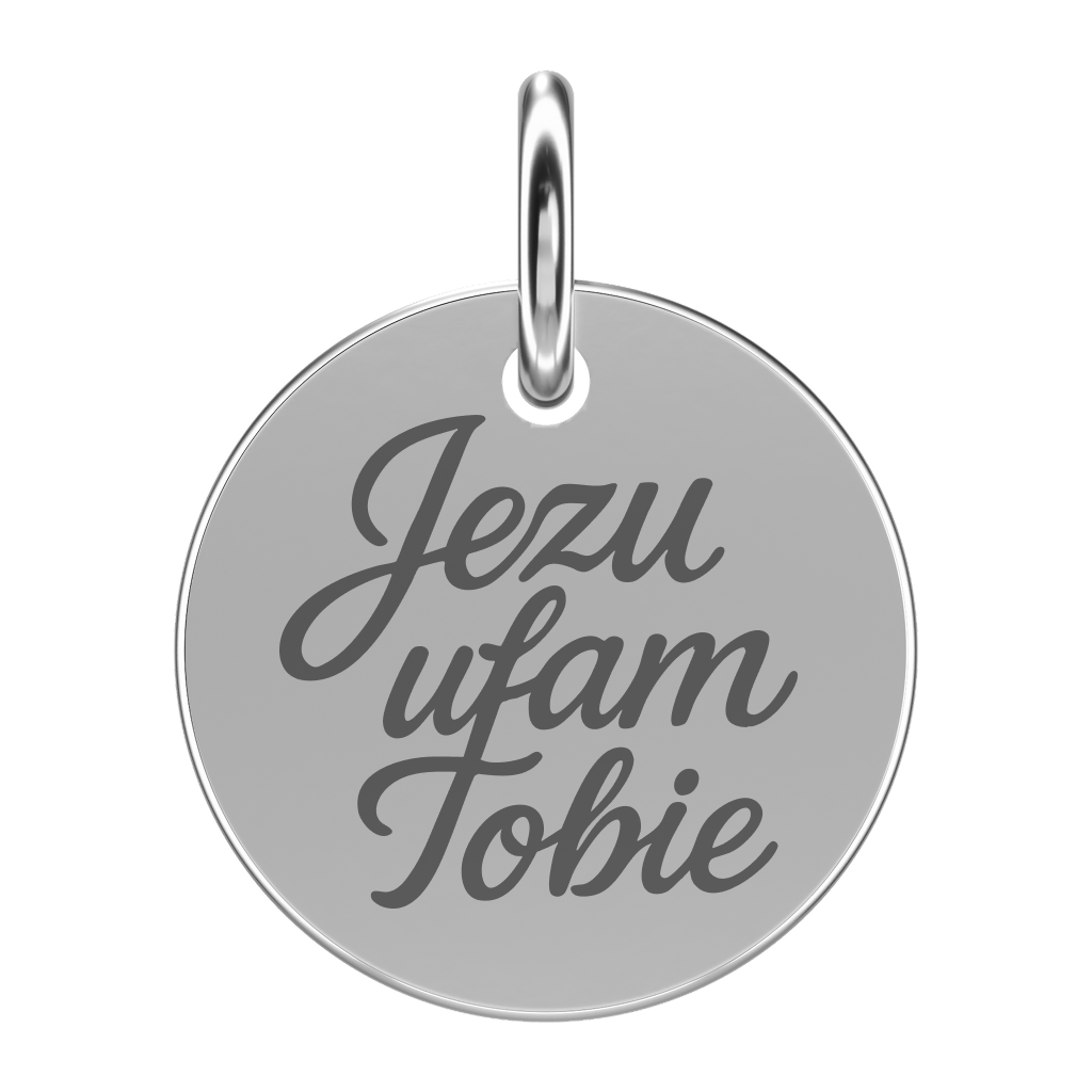 Srebrna zawieszka z napisem Jezu ufam Tobie (grawer)