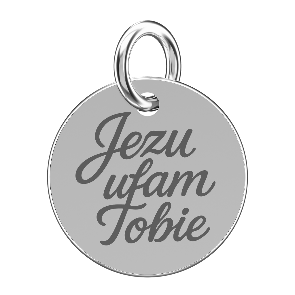 Srebrna zawieszka do naszyjnika z napisem Jezu ufam Tobie (grawer)