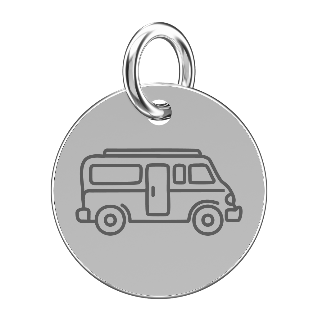 Srebrna zawieszka do naszyjnika z kamperem (grawer)
