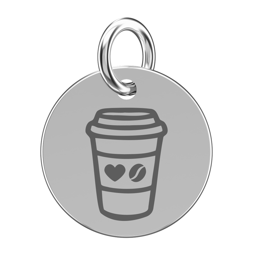 Srebrna zawieszka do naszyjnika z kawą (grawer)